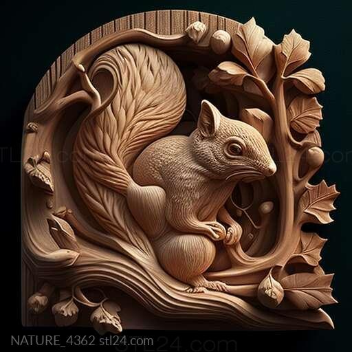 Nature and animals (st squirrel 2, NATURE_4362) 3D models for cnc